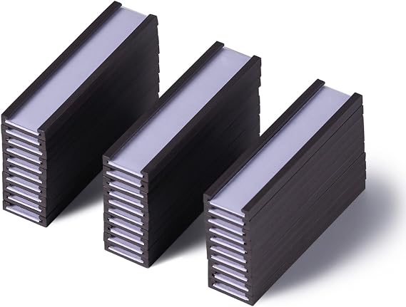C Channel Magnetic Labels Holders, 30 Pack 0.5''x2'' for Metal Racks | Paper Inserts and Clear Plastic Protectors, Name Magnets, Cabinet Labels, Magnetic Signs
