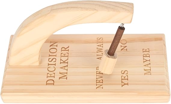 Wooden Magnetic Decision Maker, Oscillating Decision Selector with Yes No Always Never Maybe Answers, Oak Wood Swing Answer Finder for Indecisive People, Desk Office Home