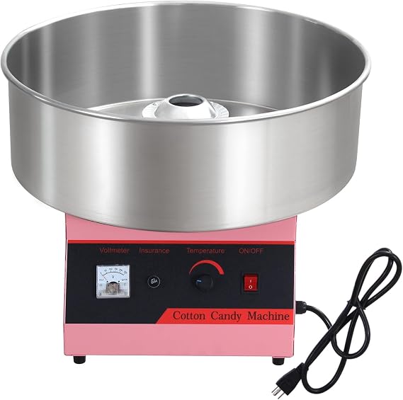 Electric Cotton Candy Machine 1000W Commercial Floss Maker W/Stainless Steel Bowl, Perfect For Home, Carnival, Kids Birthday, Family Party, Without Cover,pink
