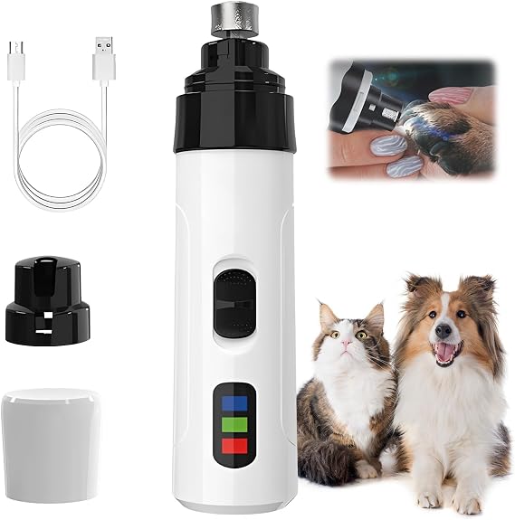 Dog Nail Trimmers, 2025 Dog Nails Clippers Kit Grinder USB Charging Pets Dogs Toenail Grinders, Nail Grinder for Dogs Quiet Smoothing Tool (White)
