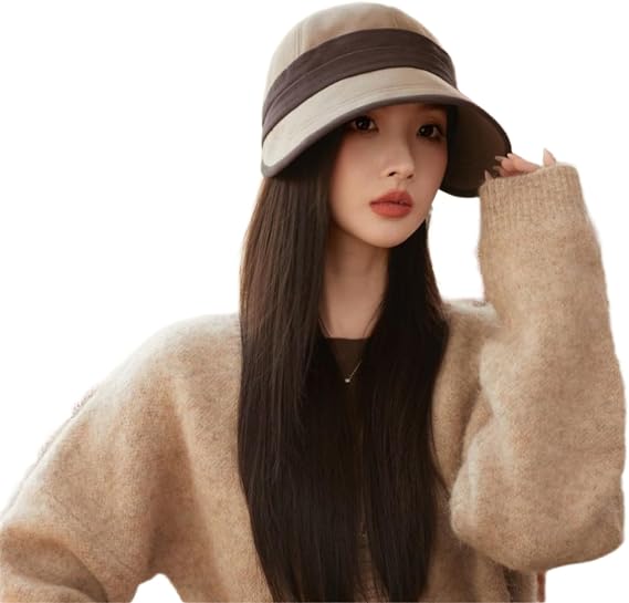 Women Autumn Winter Visor Hats Wide Brim Warm Adjustable Peaked Caps Soft Fashionable Lady Fedora