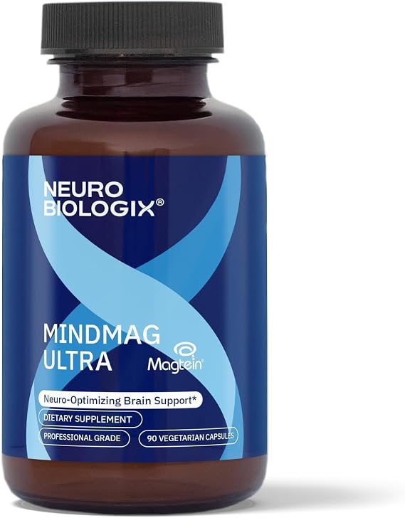 Neurobiologix MindMag Ultra, Magnesium L-Threonate Complex, 120 Capsules | for Men & Women, Memory & Cognitive Performance, Calm & Relaxation, Gluten-Free, Vegetarian