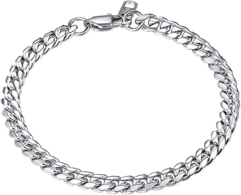 PROSTEEL Stainless Steel Bracelet for Men Women, Stylish Cuban Link Bracelets, Black/18K Gold Plated, W:4.8mm/6mm/10mm/14mm, L:19cm/21cm, Come Box