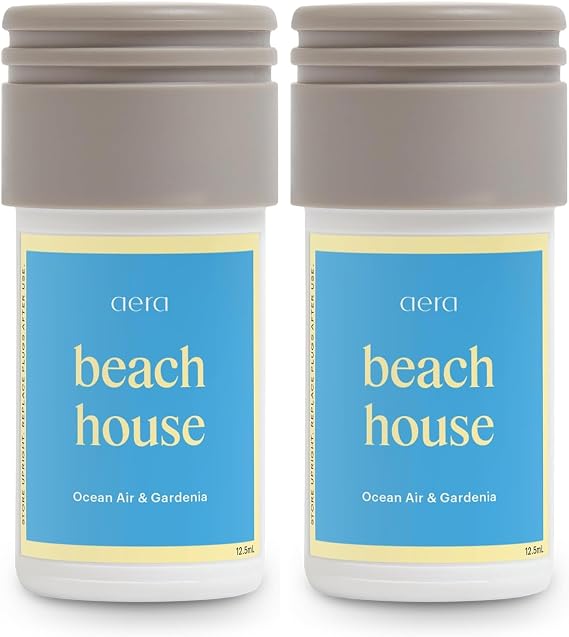 Aera Mini Beach House - Essential Oil for Home - Summer Fragrance - Notes of Ocean Air and Gardenia - Scent Refill - Capsule Size Works with Mini Diffuser (Pack of 2)