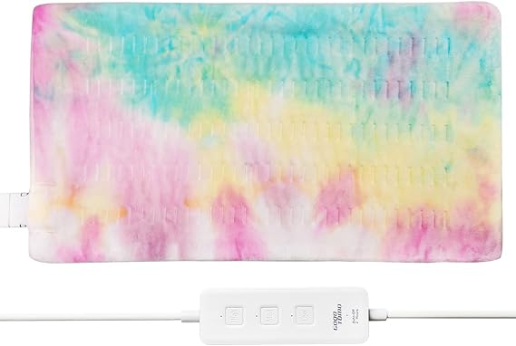 GOQOTOMO Electric Heated Pad for Back/Waist/Abdomen/Sh-oulder/Neck Pain and Cramps Relief - Moist and Dry Heat Therapy with Auto-Off Hot Heating Pad by-Rainbow