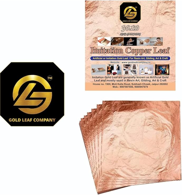 GOLD LEAF COMPANY Gold Leaf 16x16 Metallic Foil Sheets for Gilding, Home Decoration, Art & Crafts, Painting Arts Crafts Nails and DIYS (Copper, 100)