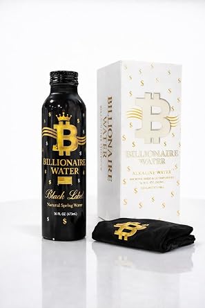 Billionaire Water Black Natural Spring Water in Matte-Black Aluminum Bottle