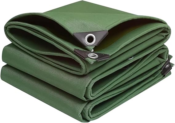Heavy Duty Canvas Tarpaulin 1.5x2m 2x2m 2x3m 3x4m 5x6m 6mx10m Waterproof Tarps Furniture Caravan Sheet Cover Multipurpose Garden Camping Shed, Green(1x1m)