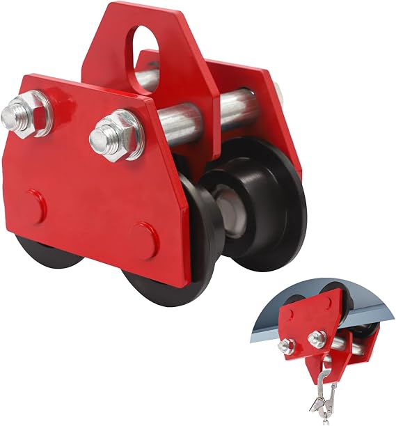 Beam Trolley 3T/6614LBS Manual Adjustable for I-Beam Flange Width 3.54" to 4.13", I Beam Trolley-Heavy Duty Push Beam Trolleys for Garage Hoist for Straight Curved I Beam