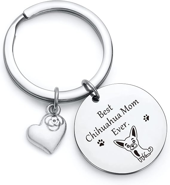 NOTHERS RSZOTW Best Chihuahua Mom Ever Gift Veterinarian Keychain Dog Person Jewelry Chihuahua Mom Keychain