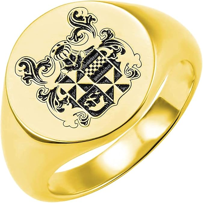 Custom Signet Ring Family Crest Personalized for Women & Men - Sterling Silver or Brass Arm Coat/Logo/National Emblem Signet Ring Gift