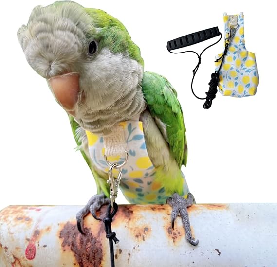 Parrot Bird Diapers, Birds Flight Suit, Clothes, Pet Animal Costumes, Cockatiel Diaper, Clothes (Yellow Cotton, S), Pink;Yellow