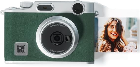 iDPRT Instant Film Camera, Wireless Bluetooth Photo Printer | Portable Instant Cameras with 10 Sheets Photo Paper, Print Photos for Christmas/Birthday/Party, Vintage Green
