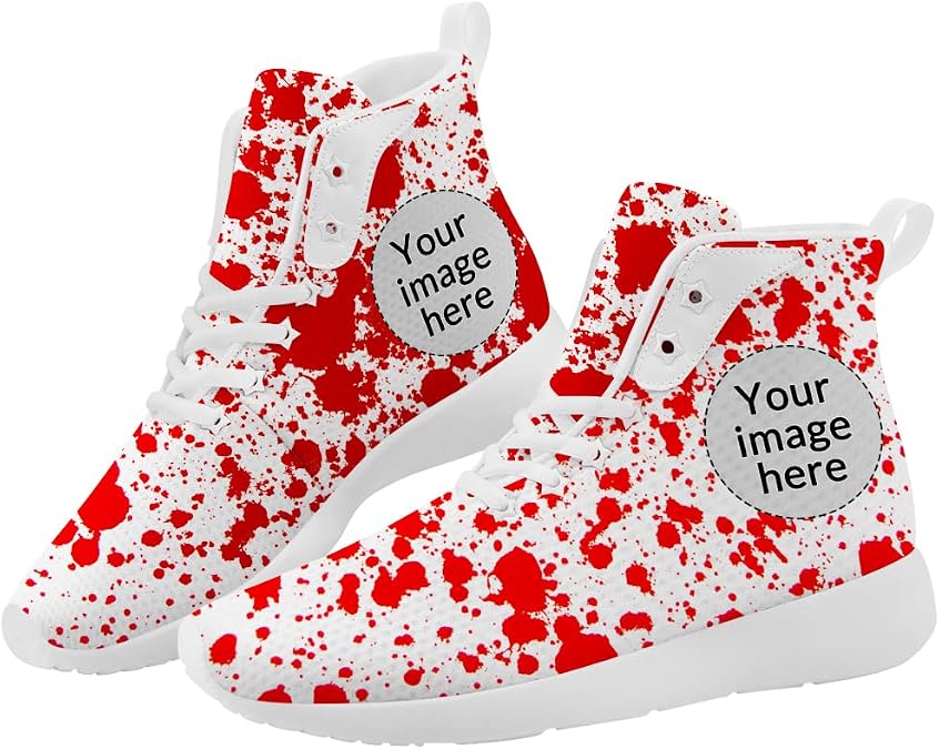Custom Shoes Custom Bloody High Top Sneakers Personalized Blood Splatter Print High Top Shoes with Photo for Women Men