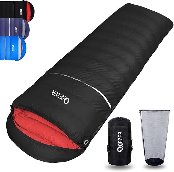 Down Sleeping Bag,Lightweight Rectangular Winter Sleeping Bag [1180g/1860g] for Adults and Kids 4 Season Camping, Hiking,Warehouse and Moutaineering Outdoor-Spring Camping