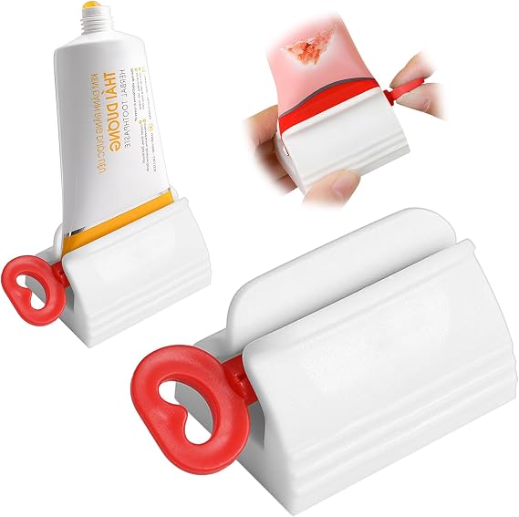 Toothpaste Squeezer-Rolling Toothpaste Squeezer Multi-Purpose Toothpaste Dispenser,Simple and Practical Toothpaste Tube Squeezer Tool (Red)