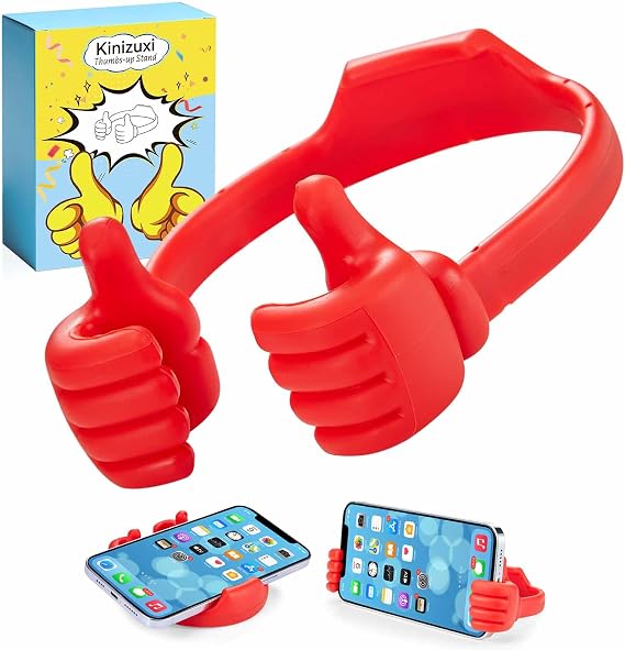 Kinizuxi Stocking Stuffers for Teens Girls Boys Thumbs Up Lazy Phone Stand Gifts for Christmas, Universal Mobile Phone Holder for Desk Smartphone Stand Holder for iPhone iPad Samsung and More (Red)