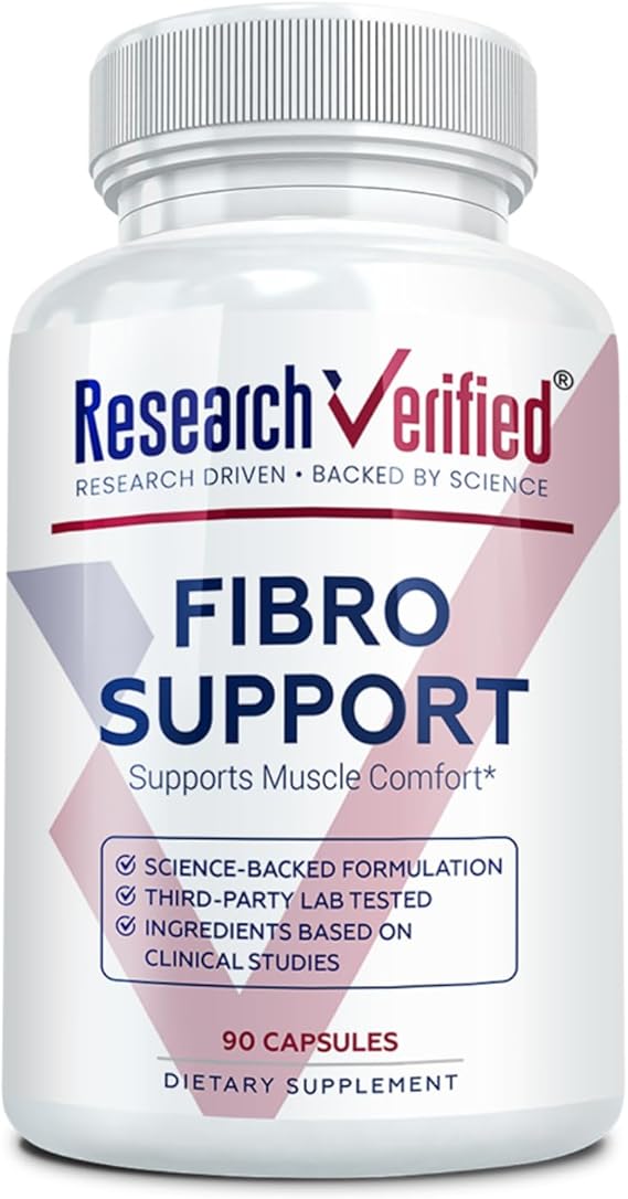 Research Verified Fibro Support - 90 Capsules - MSM, Magnesium, Vitamin D3, BioPerine - 1 Month Supply - Vegan