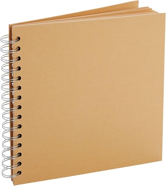 Juvale Blank Hardcover Scrapbook Album - 8 x 8 in Brown Square - 80 Acid-Free Pages & Twin-Loop Spiral Binding Lay-Flat 360-Degree - For Scrapbook & Junk Journal Projects