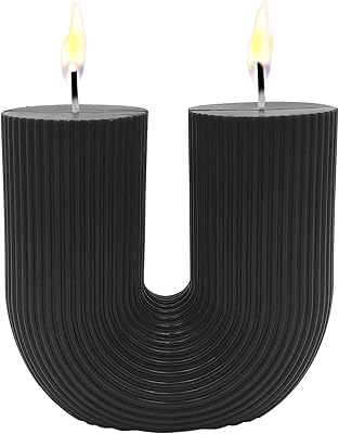 Large U Shaped Candle, Soy Wax Scented Candle Geometric Aesthetic Ribbed Candles Minimalist Shaped for Trendy Home Room Shelf Decor Aesthetic Candles Wedding Birthday