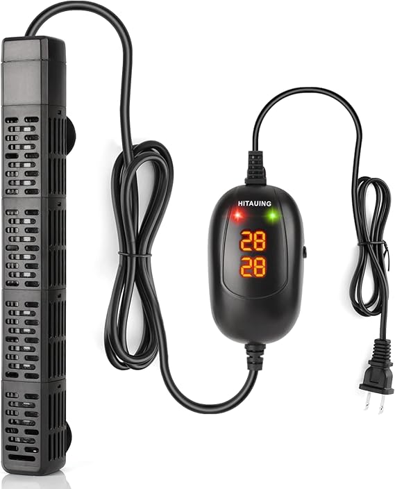 HiTauing Aquarium Heater, 50W/100W/300W/500W Submersible Fish Tank Heater with Over-Temperature Protection and Automatic Power-Off When Leaving Water for Saltwater and Freshwater [Energy Class A+]