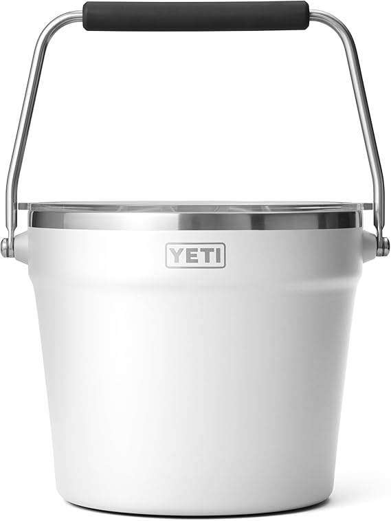 YETI Rambler 7.6L Beverage &amp; Ice Bucket with Lid, White | Double-Wall Insulated Ice Bucket with Heavy-Duty Handle for Bottles, Cans &amp; Outdoor Entertaining