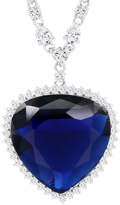 XUPING Charm Sparkly Heart of Love Big Blue Necklaces & Pendants Jewelry Women Party Anniversary