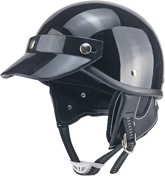 Retro Half Helmet Motorcycle Half Helmet Skull Cap Helmet Men's and Women's Moped Helmet Jet Helmet Spoon Helmet DOT Certified Light and Durable Scooter Cruiser C,M(55-56CM)