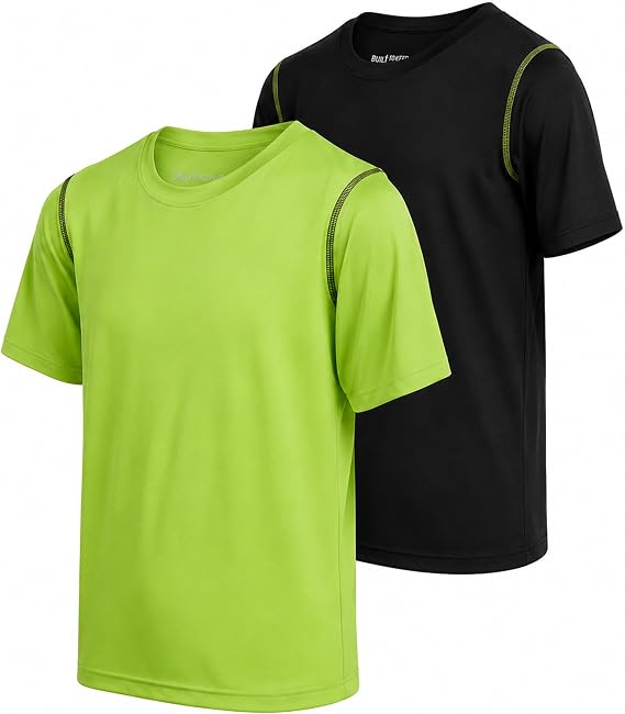 Black Bear Boys Active Shirt - 2 Pack Performance Dry Fit Shirts for Boys - Short Sleeve Kids Athletic Tshirts