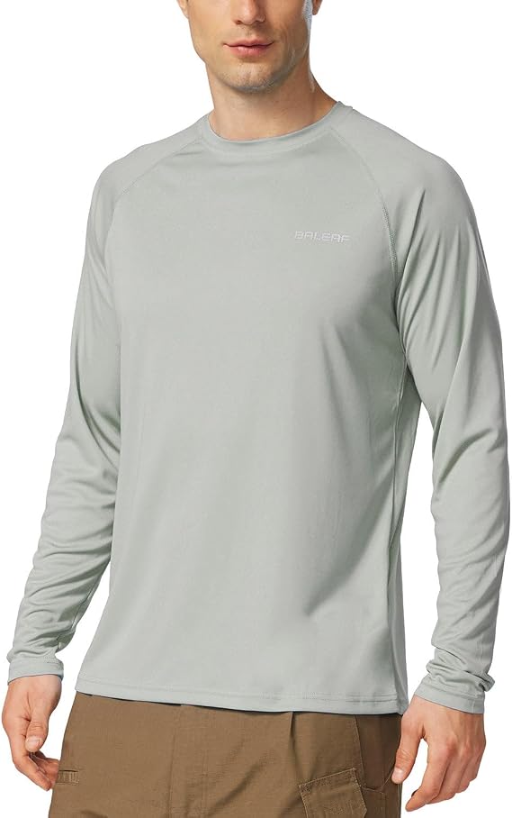baleaf Men's UPF 50+ Sun Protection Shirts Long Sleeve Rash Guard | 4-Way Stretch, Quick Dry, Soft comfort Fabric, UV Protection, Breathable Lightweight for Fishing, Swimming, Surfing