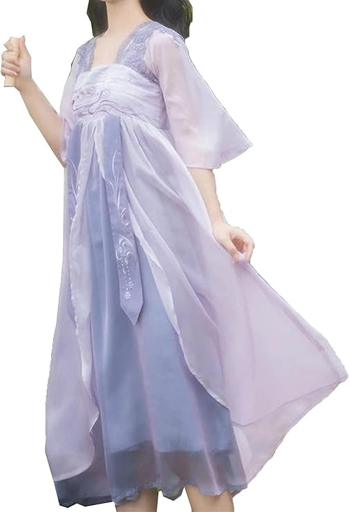 Women Ancient Chinese Style Han-fu Dress Traditional Tang Princess Clothes Ladies Fairy Dresses(Purple,M), Medium