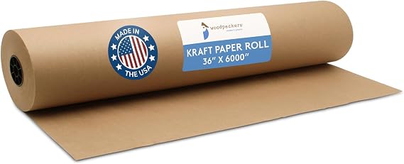 Woodpeckers Brown Kraft Paper Roll 36 inch Wide, 6000 inch Long, Jumbo Roll for Eco Friendly, Butcher Paper, Christmas Holiday Gift Wrapping & Packing
