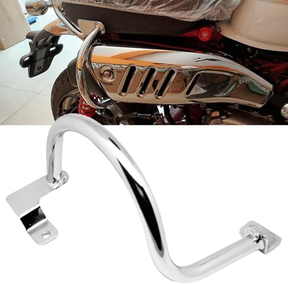 Compatible with Honda Monkey 125 Z125 (2018-UP) Steel Chrome Exhaust Crash Guard Protection Bar