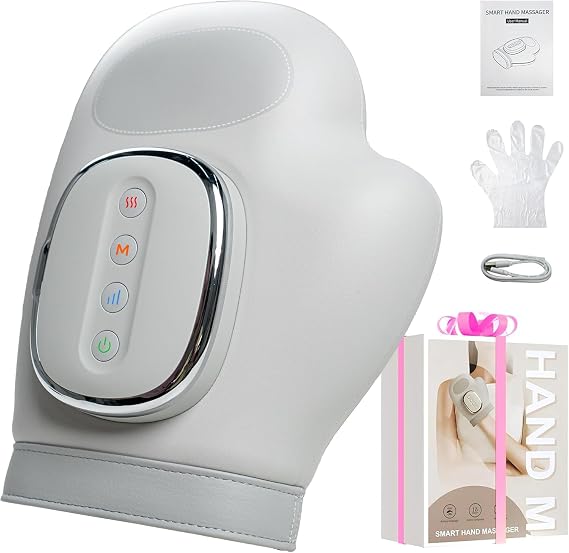 brenzo Hand Massager with Heat and Compression, Cordless, Gray