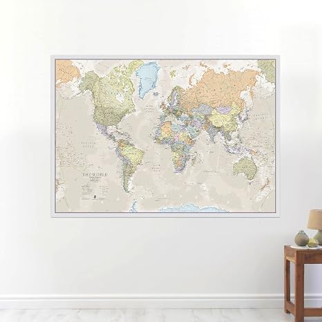 World Large Classic Wall Map Laminated