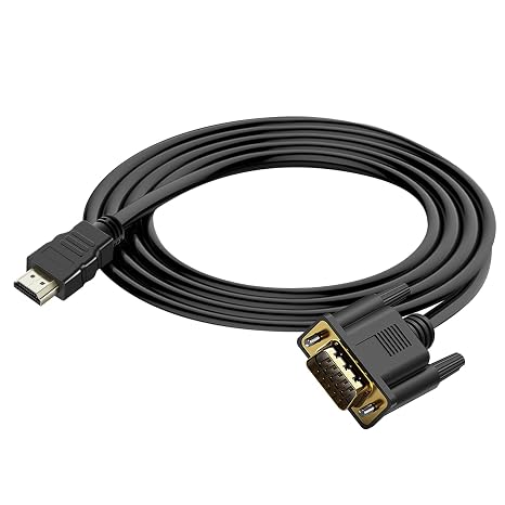 HDMI to VGA (Male to Male) Video Adapter Converter Cord Cable (4.9 Feet/1.5 Meters) for Computer, Desktop, Laptop, PC, Monitor, Projector, HDTV, and More (NOT Bidirectional)