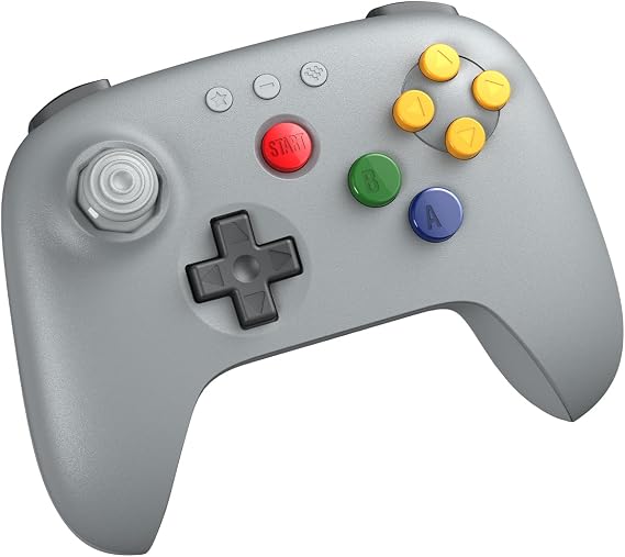 8BitDo 64 Bluetooth Controller for Analogue 3D, Switch, Switch 2, Windows, and Android Grey