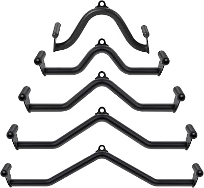 5 Pcs V-bar Pulley Cable Machine Attachments:Home Gym Fitness Rowing T-bar Handle Grips LAT Pull Down Bar Press DownTraining,Bicep Curl Tricep LAT pulldown Bar Back Strength Training