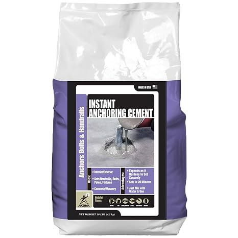 Instant Anchoring Cement, 10 Pound Bag, Quick Setting, Anchoring Mix | Cement Mix for Setting Posts, Railings, Stepping Stones, Quick Drying, Fast Set Formula, Outdoor, Indoor