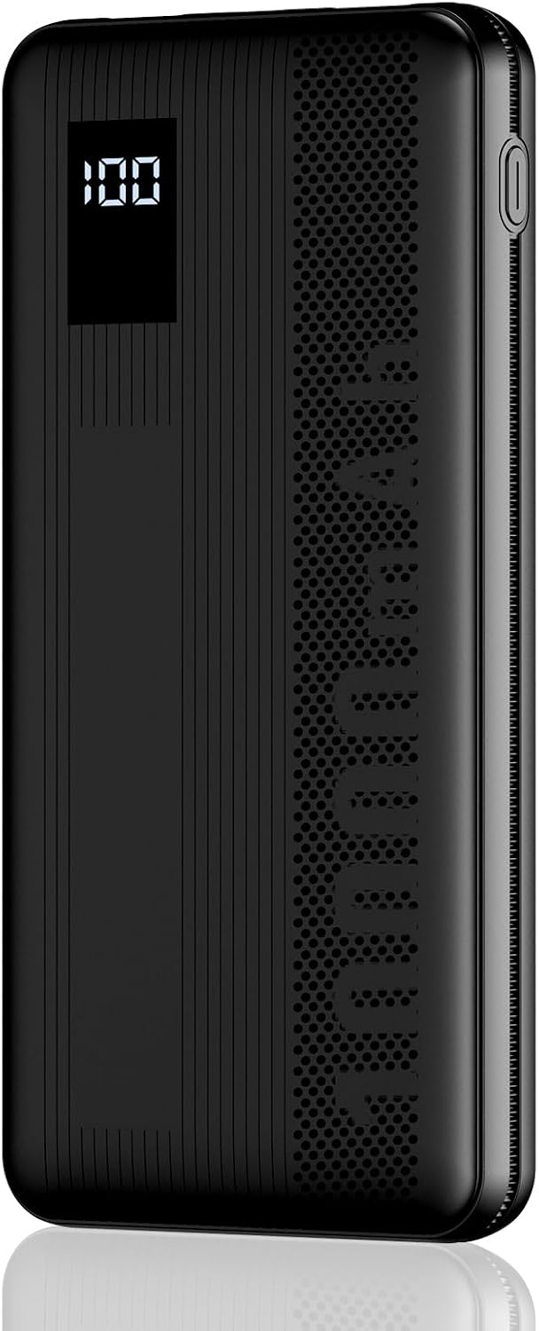 Dbasne Portable Charger, 10000mAh 3A Power Bank USB C Input and USB A Output, with LED Display Phone External Battery Pack Compatible for iPhone 151413 Series, iPad, Huawei, Samsung 2024 Black