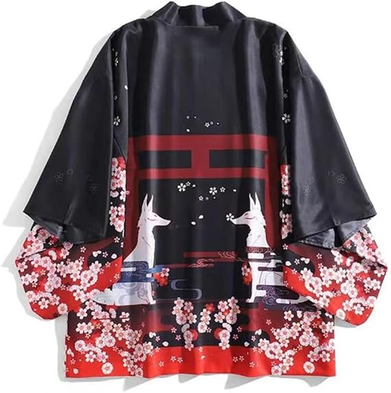 TUTUJI Fox Cherry Blossom Kimono, Japanese Style, Hanten, Hanten, Hanten, Hanten, Hanten Han Hatsu, Festival Costume, Festival, Festival, Mikoshi, Japanese Style, Sunscreen, Long Sleeve, Open-Collar