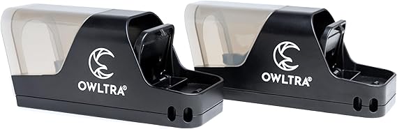 OWLTRA in-/Outdoor Safe Extra Large Plastic Tunnel Snap Rat Trap 2PCS, Instant Kill Rodent Snap Trap with Clear Tunnel Entry, Touch-Free Release, and Powerful Snap, Black