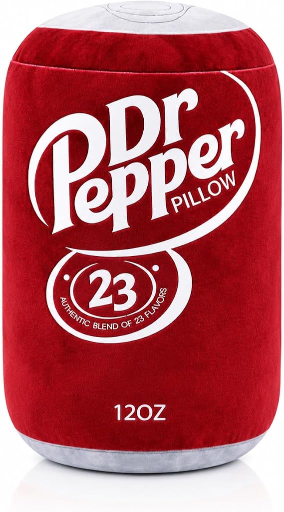 Dr Pepper Pillow Plush, Soda Can Shaped Throw Pillow, Funny Food Plush Cushion, Soft Decorative Pillow for Couch Bed Office, Funny Pillow for Any Occasion, Cute Aesthetic Room Decor for Kids & Adults