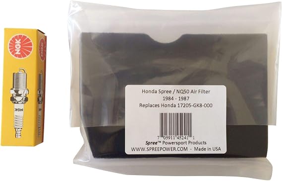 Spree Compatible/Replacement for Honda Spree NQ50 (1984-1987) Air Filter with SPARK PLUG