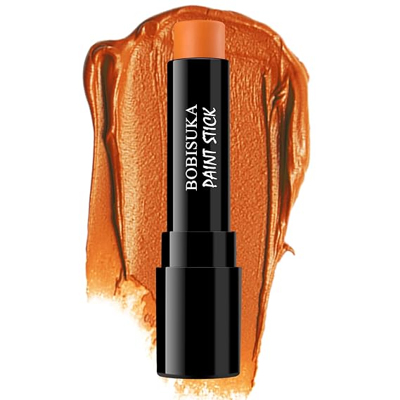 BOBISUKA Orange Face Paint Stick Creamy Blendable Sweatproof Eye Black for Sports Halloween SFX Cosplay Costume Makeup, Great for Pumpkin, Tiger, Fire Makeup Looks