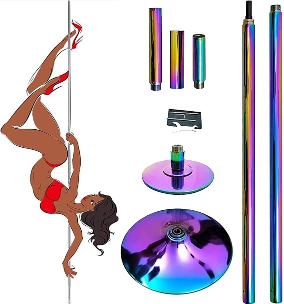 Dance Pole Professional Pole, Spinning and Static Studio Portable Exotic Exercise Fitness Dancing Removable Dancing Pole, Dance Bar 45 mm Height adjustable from 2,23 to 2,74 m