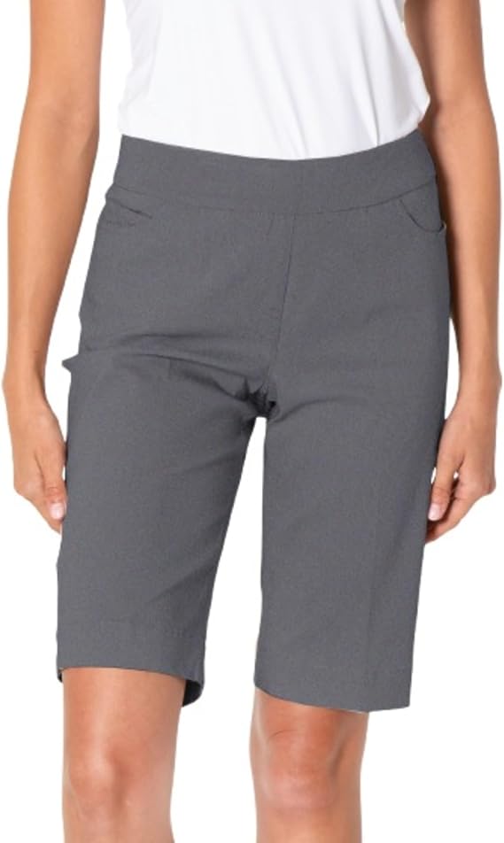 SLIM-SATION Womens Pull-On Golf Shorts Tummy Control Wide Waistband, Stretch Fabric, Comfort Fit, Travel & Everyday Wear