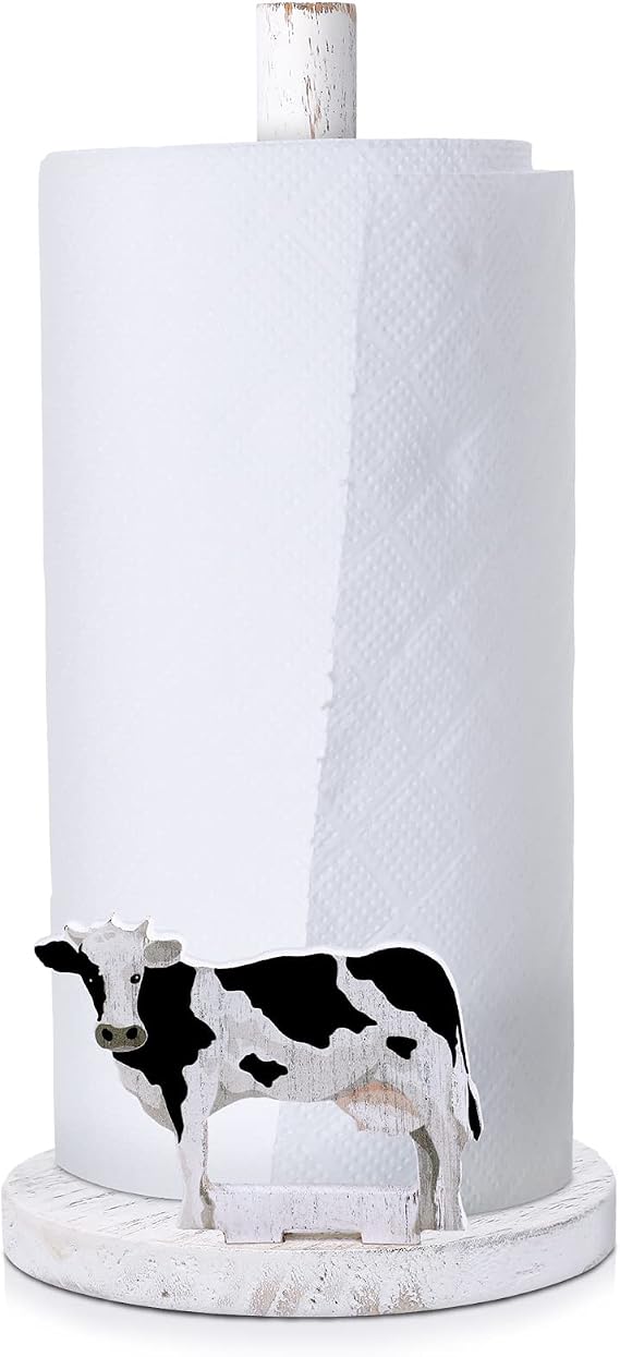 Cow Paper Towel Holder Cow Kitchen Decor Wooden Farmhouse Paper Towel Holder Countertop Kitchen Accessories Farm Rustic Home Bathroom Living Room Table Decor Gifts