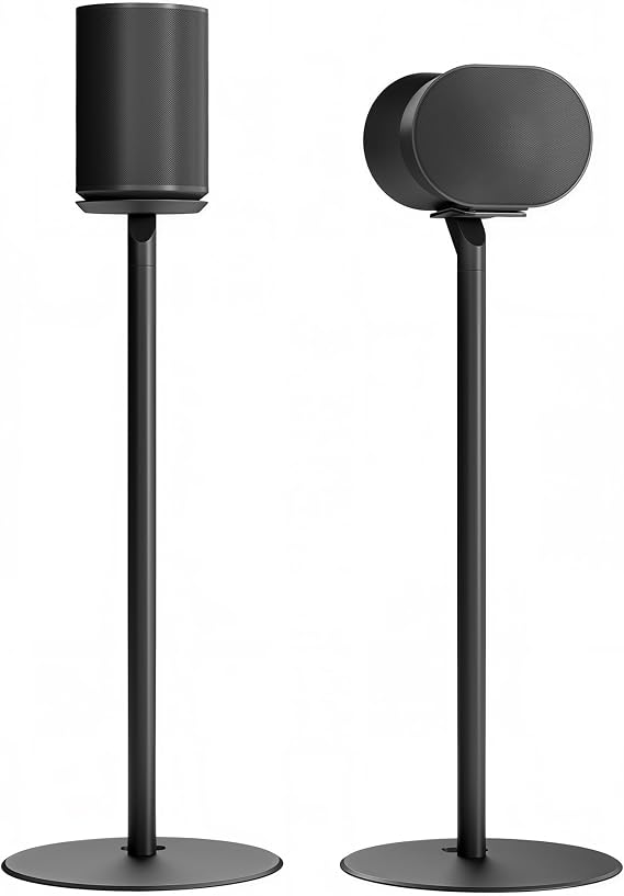 Speaker Stand Pair, Only Compatible with Sonos Era 100 and 300, Black | 22 LBS Capacity, 28.1" Fixed Height, Metal Base, Bookshelf Speaker Stands for Sonos Era Speakers, 1 Pair, Black