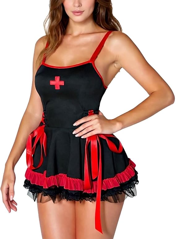 Sexy Cosplay Lingerie for Women Babydoll Dress Spaghetti Straps Tank Chemise Slutty Nightie Boudoir Outfits